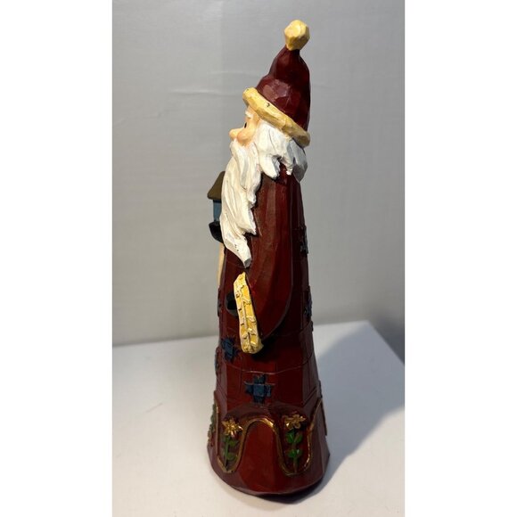 Santa Claus Figurine With Birdhouse 8" Tall Holiday Decor Red Gold Blue - Picture 4 of 7